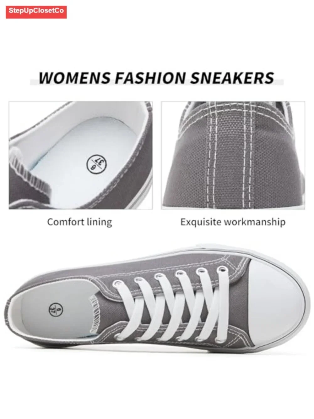 Canvas Sneakers Breathable Rubber Sole Lightweight Slip Resistant